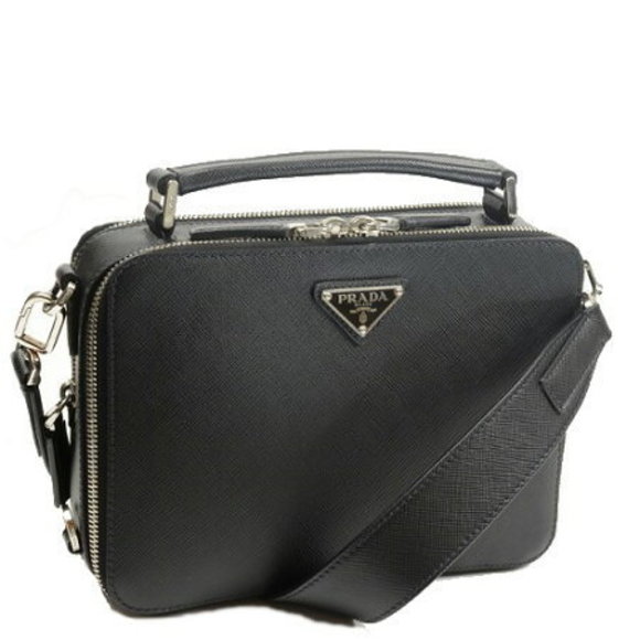 Prada Crossbody Messenger Shoulder Bag Nero Black Nylon Triangle - Picture 1 of 6